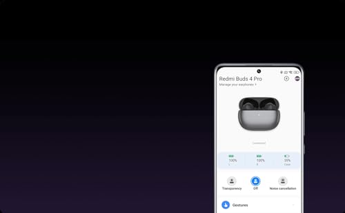 Xiaomi Redmi Buds 4 Pro Wireless Earbuds Bluetooth 5.3 Earbuds, Up to 43dB Hybrid ANC, Up to 36 Hours Long Battery Life, 3-mic Noise Reduction for Calls, in-Ear Detection, Dual Transparency Modes