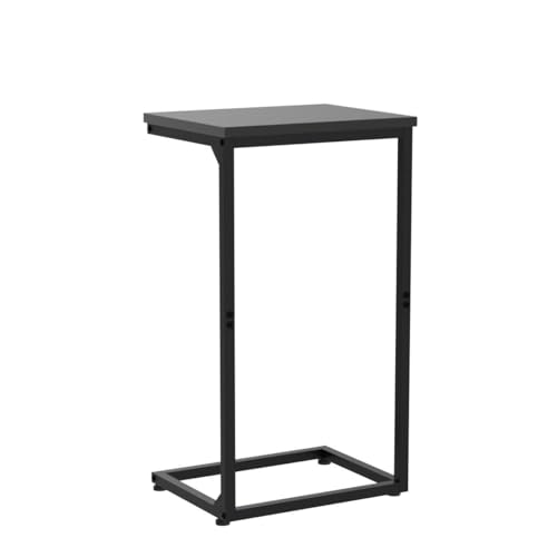 AMHANCIBLE C-Shaped End Table Set of 2, Couch Tables That Slide Under, TV Trays, Side Table for Small Space, Bedside Tables for Living Room, Bedroom, Metal Frame, Black HET02BBK