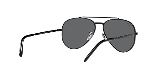 Ray-Ban RB3625 New Aviator Sunglasses, Black/Dark Grey, 55 mm