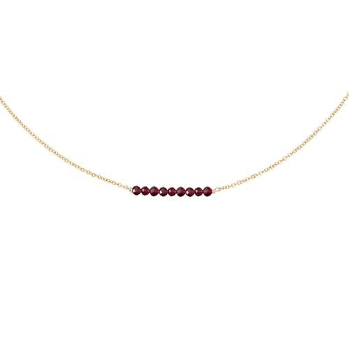 Dainty Beaded Gold Sand Stone Bar Necklace,18K Gold Plated Delicate Handmade Created Faceted Gold Sand Stone Beads Bar Boho Necklaces for Women