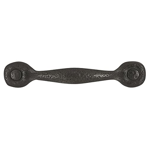 Hickory Hardware 1 Pack Solid Core Kitchen Cabinet Pulls, Luxury Cabinet Handles, Hardware for Doors & Dresser Drawers, 12 Inch Hole Center, Black Iron, Refined Rustic Collection