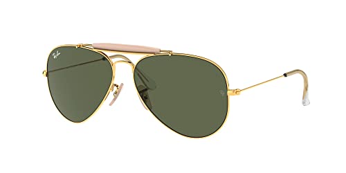 Ray-Ban RB3029 Outdoorsman II Aviator Sunglasses, Gold Rose/G-15 Green, 62 mm