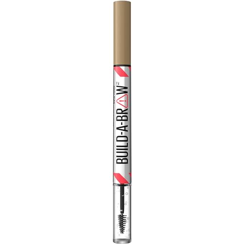 Maybelline Build-A-Brow 2-in-1 Brow Pen and Sealing Brow Gel, Eyebrow Makeup for Real-Looking, Fuller Eyebrows, Blonde, 1 Count