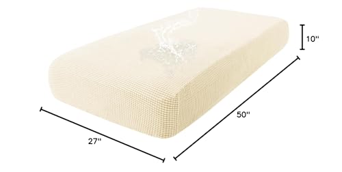 hyha Waterproof Couch Cushion Covers, Washable Sofa Cushion Covers, Stretch Sofa Slipcovers, Thick Jacquard Fabric, Couch Sofa Covers for Pets with Elastic Bottom (2 Cushion Loveseat, Navy)