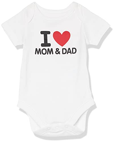 The Children's Place Baby Single Short Sleeve 100% Cotton Bodysuits, I Heart Mom and Dad, 3-6 Months