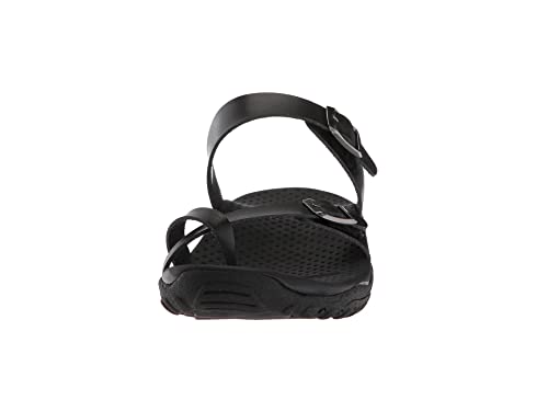 Skechers Women's Reggae-Carribean-Double Buckle Toe Thong Slide Sandal, Black, 6 M US
