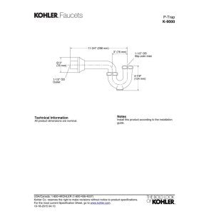 Adjustable P-trap with tubing outlet, 1-1/2" x 1-1/2"