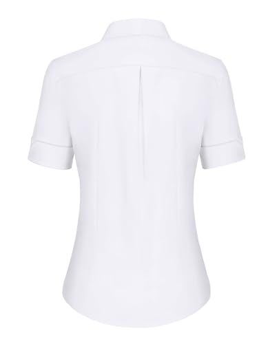 siliteelon Short Sleeve Button Dress Shirts for Women Cotton Button Down Shirts for Women Slim Fit Blouse Top 3/4 Sleeve Royal Blue