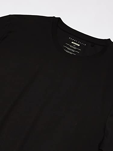 Perry Ellis Men Stretch Pima Crew Neck Tee Shirt, Black, Small