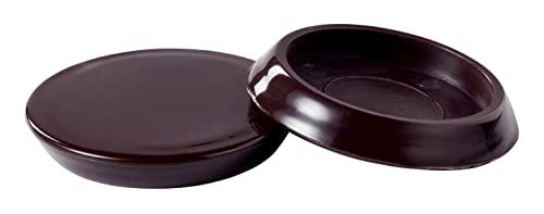 Scotch Caster Cups, Round Hard Brown 1.25-in 4pk, Chair Leg Floor Protectors, Furniture Pads for Hardwoods Floors