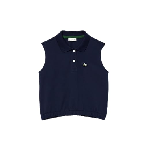 Lacoste Girl's Sleeveless Cropped Polo Shirt, Flour, 4Yr