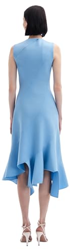 Oscar de la Renta, Asymmetrical Hem Wool Dress, Pastel Blue, 16