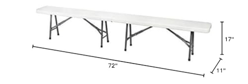 Ontario Furniture 6' Foot Extra Sturdy 4 Legged Plastic Bench | Double Strength Frame and Foldable for Compact Storage | for Indoor/Outdoor Use