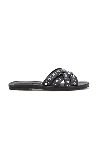 Kenneth Cole Women's Women's JULA Stud Flat Sandal, EGRET, 10