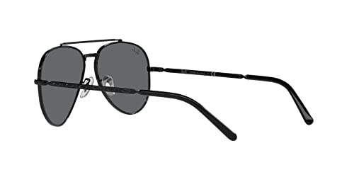 Ray-Ban RB3625 New Aviator Sunglasses, Black/Dark Grey, 55 mm