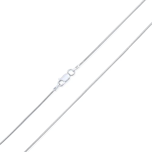 ARGENTO REALE 1MM- 2MM Sterling Silver Round Snake Chain Necklace- Solid Sterling Silver Italian Chain For Pendants, Flexible 925 Snake Chain, 16-30 Lobster Clasp (28.00, 1MM)