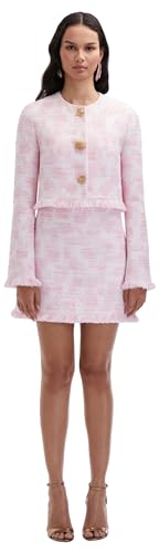 Oscar de la Renta, TextuRed Tweed Jacket, White/Pink, 8