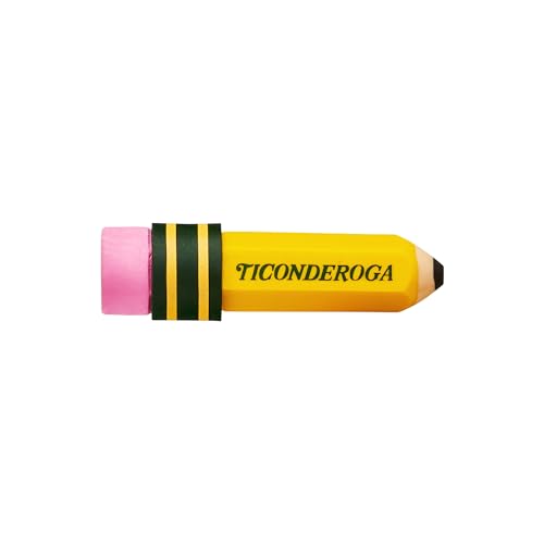 TICONDEROGA Erasers, Pencil Shaped, Latex-Free, Yellow, 3-Pack (38953)