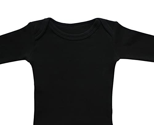 JWWN 3 Pack Baby Boys Long Sleeve Romper 100% Cotton Solid Color Infant Bodysuit,(Black,3M)