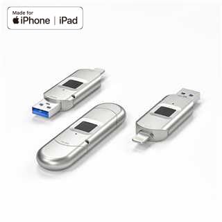 for iPhone USB3.0 Encrypted Drive Drive External Storage Fingerprint Encryption USB Flash Drive for iPhone/iPad/Mac/PC USB3.0 Flash Drive 128GB