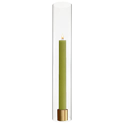 CYS EXCEL 2 PCS (H:13.75" D:2") Open Ended Clear Glass Hurricane Candleholder Tube Lamp Shade Open Flame Candlestick Holder Chimney Tube Cover Bottomless Cylinder