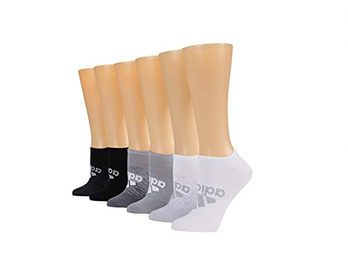 adidas Women's Superlite Badge of Sport No Show Socks (6-Pair), Black/Grey/CoreWhite, Medium