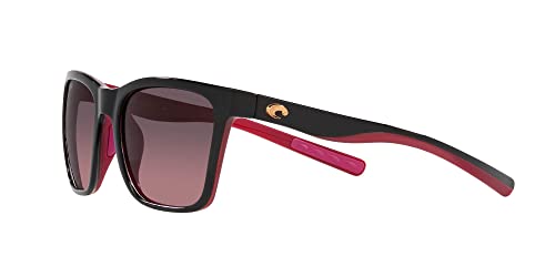 Costa Del Mar Womens Panga Square Sunglasses, Black/Crystal/Fuchsia/Rose Gradient Polarized 580G, 56 mm