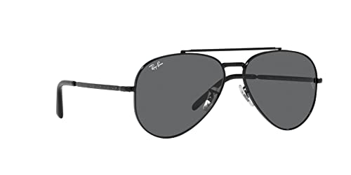 Ray-Ban RB3625 New Aviator Sunglasses, Black/Dark Grey, 55 mm