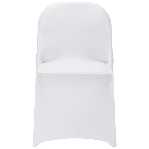 VEVOR White Stretch Spandex Chair Covers - 12 PCS, Folding Kitchen Chairs Cover, Universal Washable Slipcovers Protector, Removable Chair Seat Covers, for Wedding Party Dining Room Banquet Event