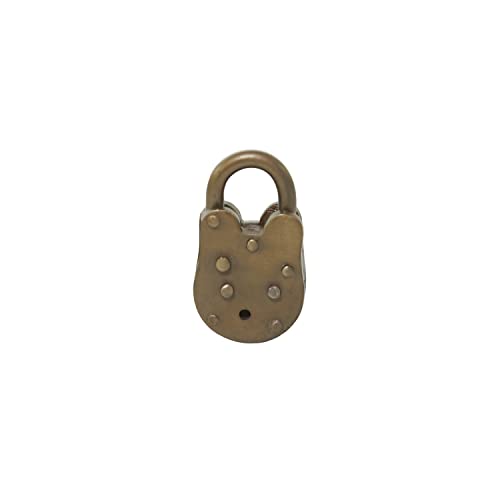 Deco 79 Metal Studded Lock And Key with Distressed Details, 1" x 1" x 3", Bronze