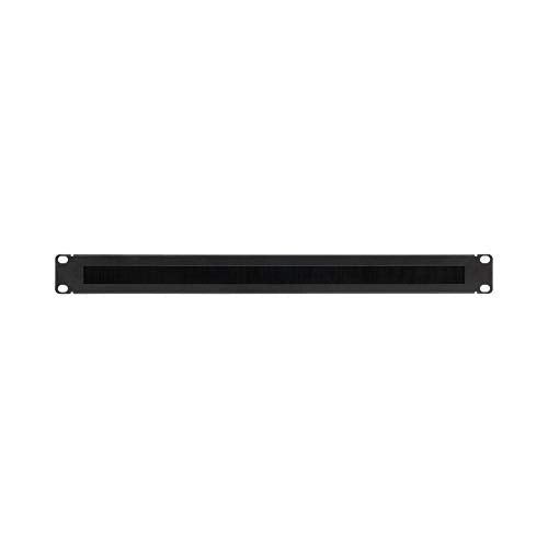 NavePoint 1U Rack Mount Cable Management Panel with Tidy Brush Slot for Cable Entry for 19-Inch Rack Or Cabinet Black