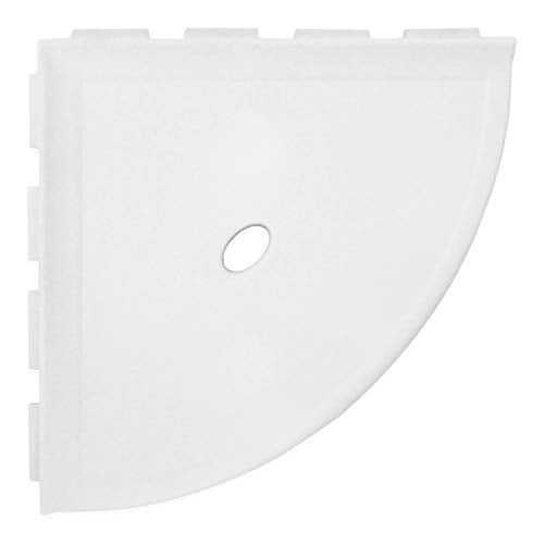 Questech Decor Shower Shelf, 10" Corner Shower Shelf for Inside Shower - Lugged for New Construction, Shower Organizer for Tiled Walls, Corner Shower Caddy, Metro Lugged, Bright White Matte