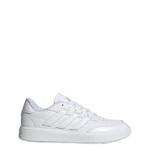 adidas Women's Courtblock Sneaker, White/Black/Silver Metallic, 11