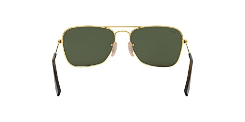 Ray-Ban RB3136 Caravan Square Sunglasses, Gold Havana/G-15 Green, 55 mm