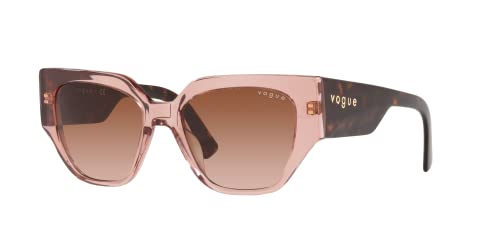 Vogue Eyewear Woman Sunglasses Transparent Pink Frame, Brown Gradient Lenses, 52MM