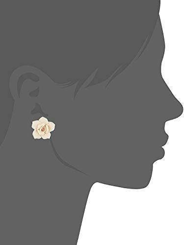 1928 Jewelry Classic Ivory Color Porcelain Rose Post Stud Earrings