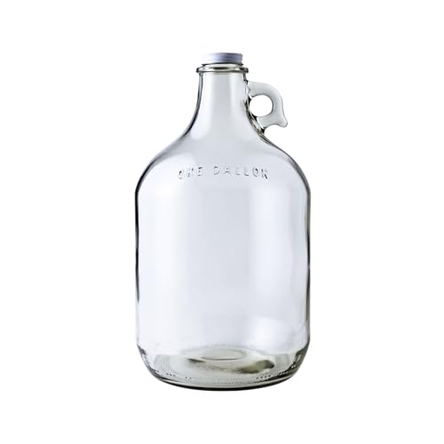 FastRack MN-TF9E-S1RA Glass Water Bottle Includes 38 mm Metal Screw Cap, 1 gallon Capacity, Clear