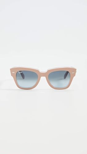 Ray-Ban RB2186 State Street Square Sunglasses, Havana On Transparent Pink/Brown Vintage, 52 mm