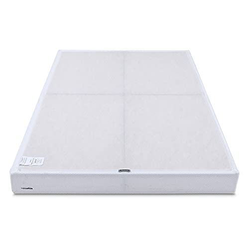 Amazon Basics Smart Box Spring Bed Base, 5 Inch Mattress Foundation, Tool-Free Easy Assembly, Twin, 74"L x 38"W x 5"H, White