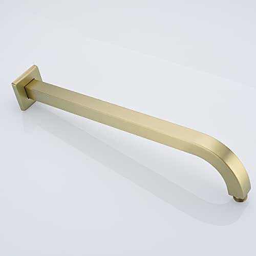 TRUSTMI Shower Arm with Flange 16 Inch Square Rainfall Shower Head Extension, Brushed Gold