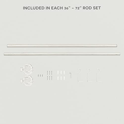 Exclusive Home Ogee 1" Curtain Rod and Coordinating Finial Set, Distressed White, Adjustable 36"-72"