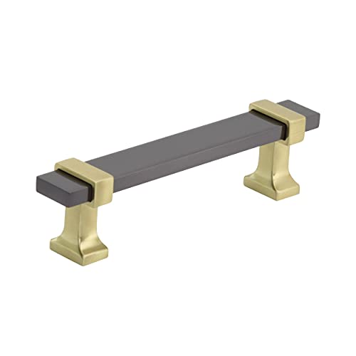 Amerock | Cabinet Pull | Brushed Matte Black/Satin Nickel | 5-1/16 inch (128 mm) Center to Center | Overton | 1 Pack | Drawer Pull | Drawer Handle | Cabinet Hardware