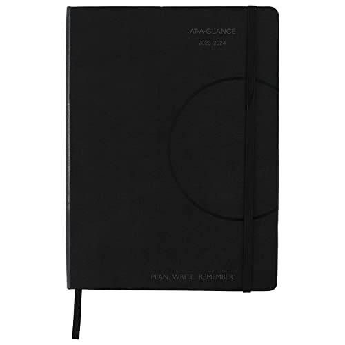 AT-A-GLANCE 2023-2024 Academic Planner, Weekly & Monthly, Hourly Appointment Book, 7-1/2" x 10", Medium, Pocket, Hardcover, Plan.Write.Remember., Black (70795705)