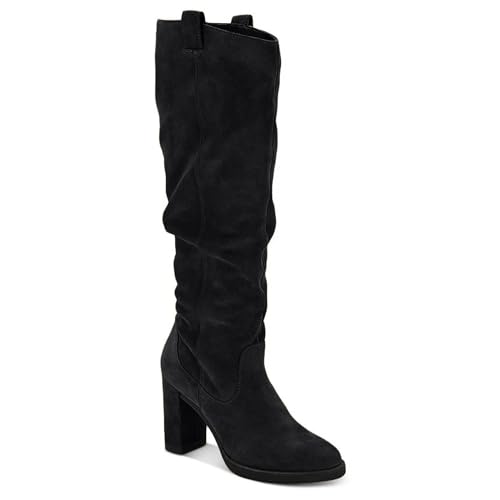 Juliet Holy Women's Knee High Boots Chunky Block Heel Wide Calf Round Toe Side Zipper Fashion Dress Boot
