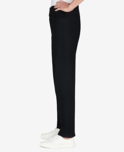 Alfred Dunner Womens Super Stretch Mid-Rise Short Length Pant, Black, Size 8