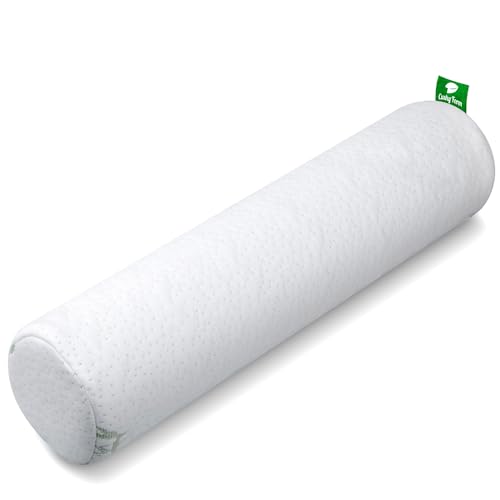 Cushy Form Neck Roll Pillow - Viscose of Bamboo Tube Pillow w/Washable Cover - Memory Foam Cylinder Pillows for Spine Discomfort, Yoga, Bed - Bolster & ﻿Travel Pillow