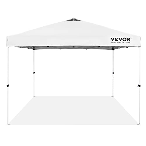 VEVOR Pop Up Canopy Tent, 10 x 10 ft, 250 D PU Silver Coated Tarp, with Portable Roller Bag and 4 Sandbags, Waterproof and Sun Shelter Gazebo for Outdoor Party, Camping, Commercial Events, Dark Gray