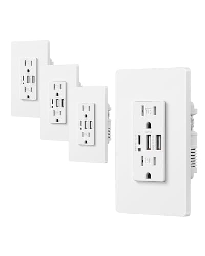 DEWENWILS USB Outlets, 30W 6.0 Amp USB C Outlets Receptacles, 3-Port USB Wall Outlet, 15 Amp Tamper-Resistant Outlet with USB C Ports, UL Listed, Screwless Wall Plate Included, 1 Pack, White