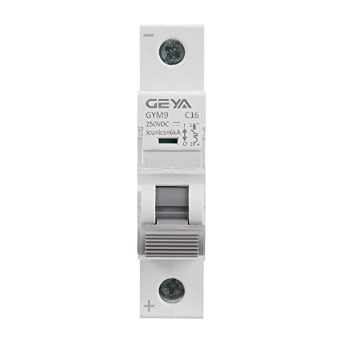 GEYA Mini Circuit Breaker DC,Din Rail 6KA DC MCB (1P 16A 250VDC)