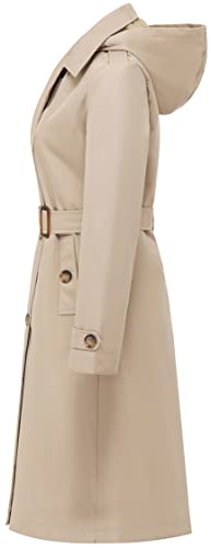 Chrisuno Dress Coats for Women Rain Trench Coat Mid Length Spring Abrigos Para Mujer Elegantes Double Breasted Water Resistant Windbreaker Classic Belted Lapel Overcoat Wine Red 2XL